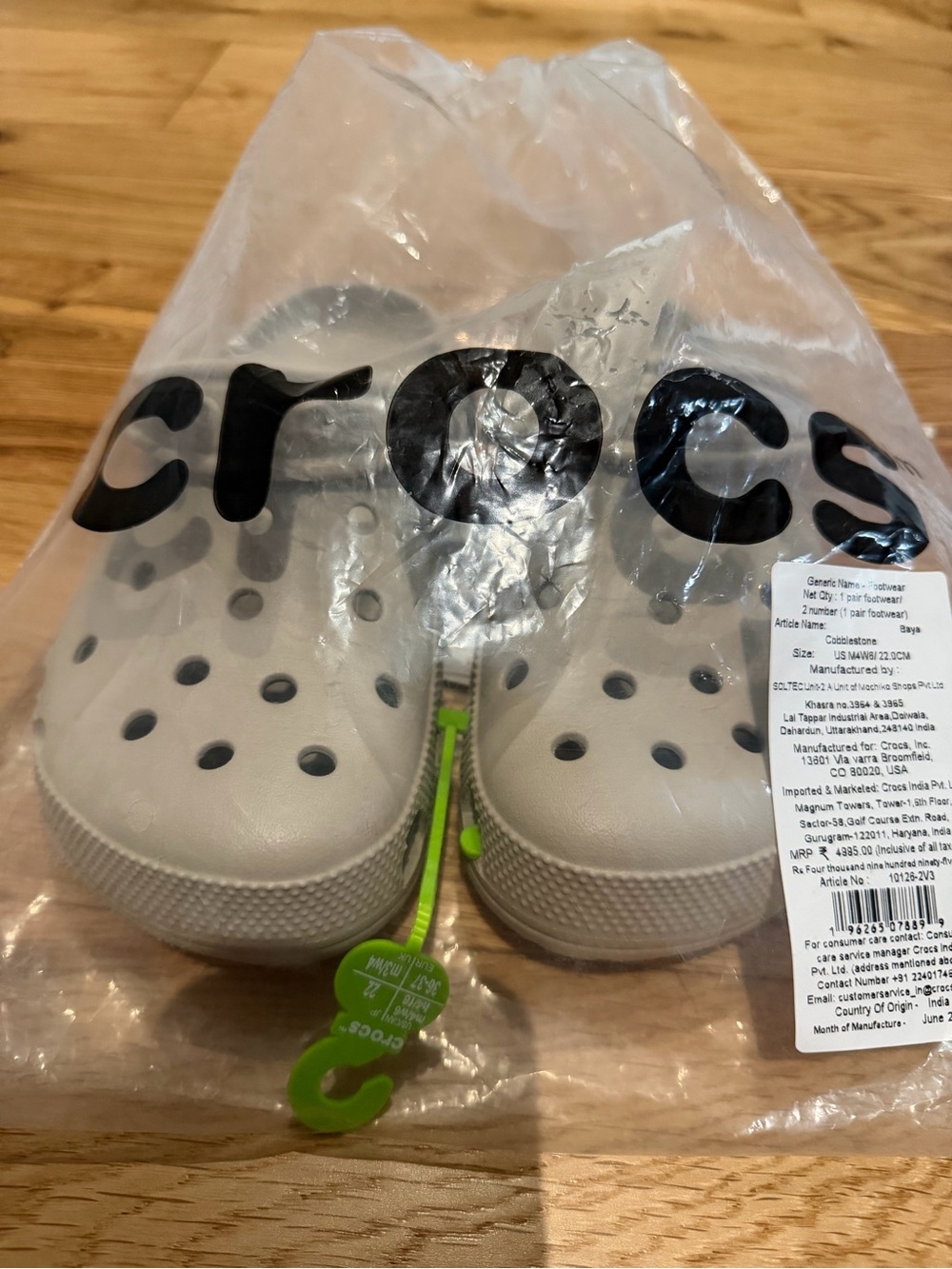NWT Crocs Baya Clog Cobblestone Beige M4 W6 - Picture 4 of 4